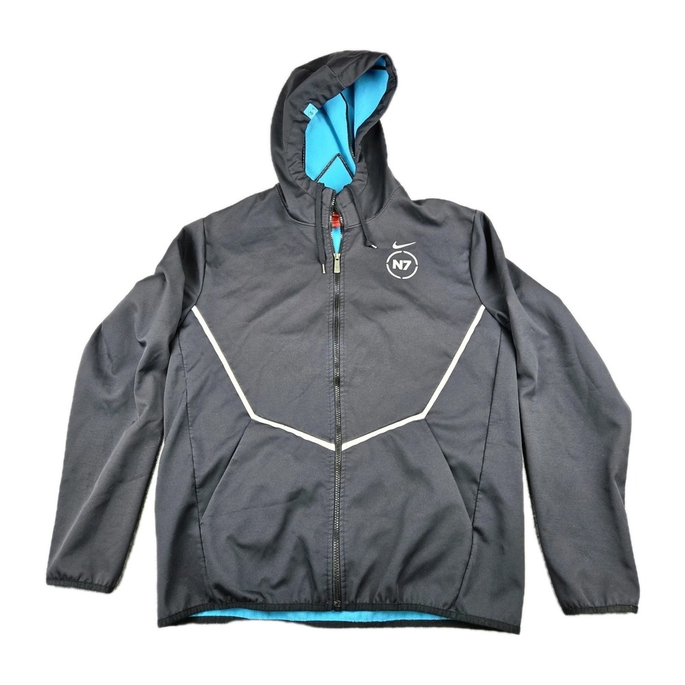 Nike N7 Jacket Womens Large Black Fleece Lined Native Tribal Indigenous Rain